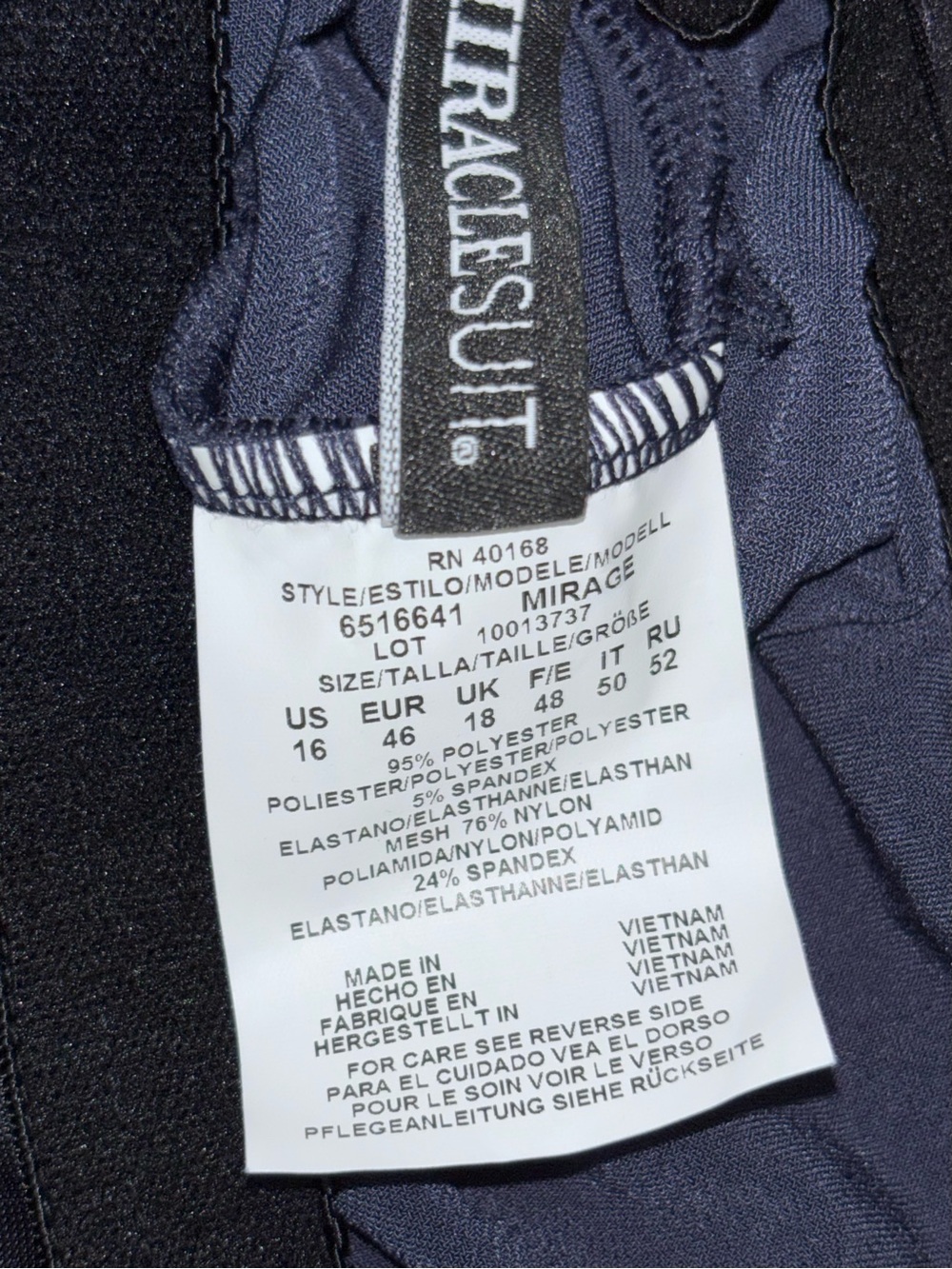 MiracleSuit Mirage navy blue tankini top underwire tiered mesh size 16 CURRENT - Picture 8 of 9